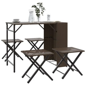 Folding 5-piece brown PE rattan garden dining set by , Garden sets - Ref: Foro24-365945, Price: 171,65 €, Discount: %