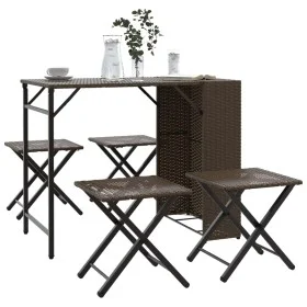 Folding 5-piece brown PE rattan garden dining set by , Garden sets - Ref: Foro24-365945, Price: 168,40 €, Discount: %