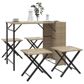 Folding 5-piece beige PE rattan garden dining set by , Garden sets - Ref: Foro24-365947, Price: 168,40 €, Discount: %