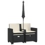 Garden sofa 2 seats with umbrella and black PE rattan stools by , Outdoor sofas - Ref: Foro24-365882, Price: 244,21 €, Discou...