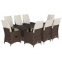 Garden table and chairs set, 9 pieces, with brown PE rattan cushions. by , Garden sets - Ref: Foro24-3276922, Price: 1,00 €, ...
