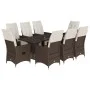 Garden table and chairs set, 9 pieces, with brown PE rattan cushions. by , Garden sets - Ref: Foro24-3276922, Price: 1,00 €, ...