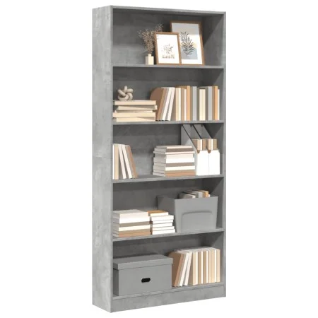 Estantería de madera de ingeniería gris hormigón 80x24x176 cm de , Librerías y estanterías - Ref: Foro24-857856, Precio: 67,8...