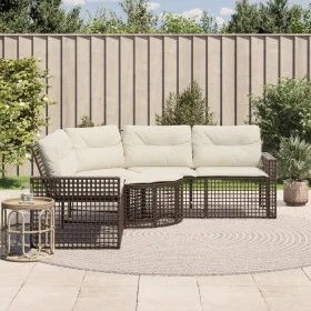 Gartensofa in L-Form mit Kissen und Fußhocker aus braunem PE-Rattan. von , Outdoor-Sofas - Ref: Foro24-365894, Preis: 351,26 ...