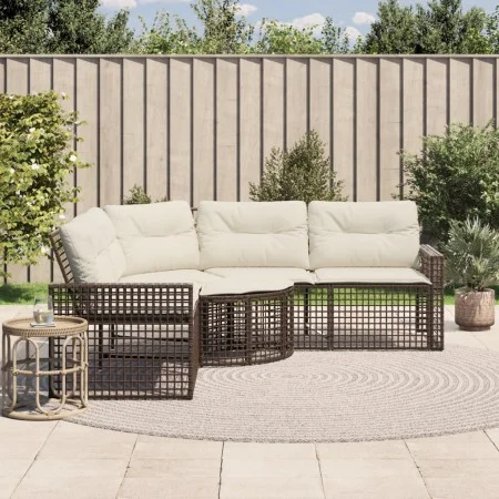 L-shaped garden sofa with cushions and footrest, made of brown PE rattan by , Outdoor sofas - Ref: Foro24-365894, Price: 351,...