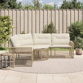 L-shaped garden sofa with beige PE rattan cushions and footstool by , Outdoor sofas - Ref: Foro24-365896, Price: 351,26 €, Di...