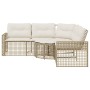 L-förmiges Gartensofa mit Kissen und Hocker aus beigem PE-Rattan. von , Outdoor-Sofas - Ref: Foro24-365896, Preis: 358,10 €, ...