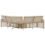 L-förmiges Gartensofa mit Kissen und Hocker aus beigem PE-Rattan. von , Outdoor-Sofas - Ref: Foro24-365896, Preis: 358,10 €, ...