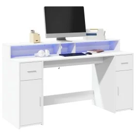 Schreibtisch mit LED-Licht, Holzwerkstoff, weiß, 160x55x91 cm. von , Schreibtische - Ref: Foro24-3309429, Preis: 192,89 €, Ra...