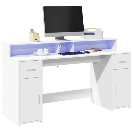 Schreibtisch mit LED-Licht, Holzwerkstoff, weiß, 160x55x91 cm. von , Schreibtische - Ref: Foro24-3309429, Preis: 198,92 €, Ra...
