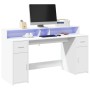 Schreibtisch mit LED-Licht, Holzwerkstoff, weiß, 160x55x91 cm. von , Schreibtische - Ref: Foro24-3309429, Preis: 198,92 €, Ra...