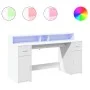 Engineered wood white desk with LED light 160x55x91 cm by , Desks - Ref: Foro24-3309429, Price: 192,87 €, Discount: %