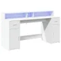 Engineered wood white desk with LED light 160x55x91 cm by , Desks - Ref: Foro24-3309429, Price: 192,87 €, Discount: %