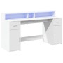 Schreibtisch mit LED-Licht, Holzwerkstoff, weiß, 160x55x91 cm. von , Schreibtische - Ref: Foro24-3309429, Preis: 198,92 €, Ra...