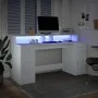 Engineered wood white desk with LED light 160x55x91 cm by , Desks - Ref: Foro24-3309429, Price: 192,87 €, Discount: %