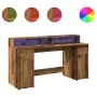 Schreibtisch mit LED-Beleuchtung, verwittertes Holz, 160x55x91 cm. von , Schreibtische - Ref: Foro24-3309436, Preis: 187,20 €...