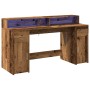 Desk with aged engineered wood and LED lights 160x55x91 cm by , Desks - Ref: Foro24-3309436, Price: 186,17 €, Discount: %