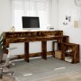 Schreibtisch mit LED-Beleuchtung, Eichenholz in Raucheiche-Optik, 200x104x91cm. von , Schreibtische - Ref: Foro24-3309469, Pr...