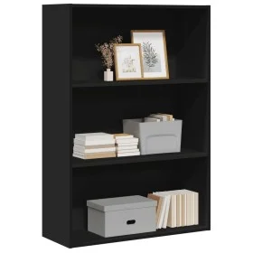 Engineered wood black shelf 80x30x114 cm by , Bookcases and shelves - Ref: Foro24-857932, Price: 60,10 €, Discount: %