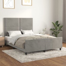 Estructura de cama sin colchón terciopelo gris claro 140x190 cm Estructura de cama sin colchón terciopelo gris claro 140x190 cm