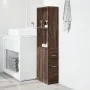 Narrow brown oak wood bathroom cabinet with wheels by , Lockers and storage cabinets - Ref: Foro24-855301, Price: 87,23 €, Di...
