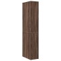 Schmaler Badezimmerschrank mit Rollen aus braunem Eichenholz. von , Schließfächer und Lagerschränke - Ref: Foro24-855301, Pre...