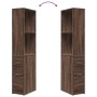 Schmaler Badezimmerschrank mit Rollen aus braunem Eichenholz. von , Schließfächer und Lagerschränke - Ref: Foro24-855301, Pre...