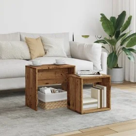 Stapelbare Couchtische, 2 Stück, aus gealtertem Ingenieurholz. von , Couchtisch - Ref: Foro24-856050, Preis: 42,11 €, Rabatt: %