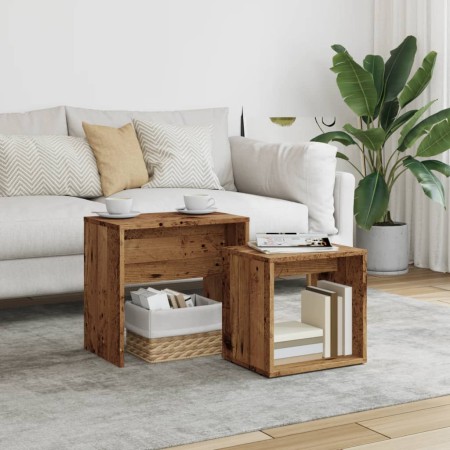 Mesas de centro apilables 2 uds madera de ingeniería envejecida de , Mesas de centro - Ref: Foro24-856050, Precio: 43,27 €, D...