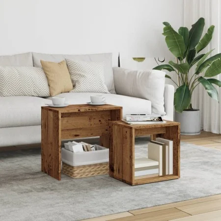 Stackable coffee tables, set of 2, made of aged engineered wood. by , Coffee table - Ref: Foro24-856050, Price: 42,11 €, Disc...