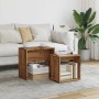 Stapelbare Couchtische, 2 Stück, aus gealtertem Ingenieurholz. von , Couchtisch - Ref: Foro24-856050, Preis: 43,35 €, Rabatt: %