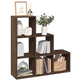 Three-level brown oak wood divider bookcase 99x29x99 cm by , Bookcases and shelves - Ref: Foro24-857964, Price: 61,83 €, Disc...