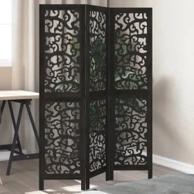3-panel solid Paulownia wood room divider screen in black. by , Room dividers - Ref: Foro24-358749, Price: 80,88 €, Discount: %