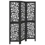 Biombo separador de 3 paneles madera maciza Paulownia negro de , Divisores de ambientes - Ref: Foro24-358749, Precio: 80,88 €...