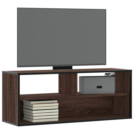 Mueble TV madera ingeniería y metal marrón roble 100x31x39,5 cm de , Muebles TV - Ref: Foro24-848938, Precio: 57,80 €