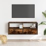 TV-Möbel aus Metall und geräucherter Eichen-Sperrholzplatte, 100x31x39,5 cm. von , TV-Möbel - Ref: Foro24-848931, Preis: 70,1...