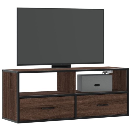 TV-Möbel aus Ingenieurholz und Metall in Eichenbraun, 100x31x39,5 cm. von , TV-Möbel - Ref: Foro24-848933, Preis: 72,27 €, Ra...