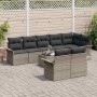 Conjunto de sofá de jardín con cojín 9 pcs Gris Poliratán