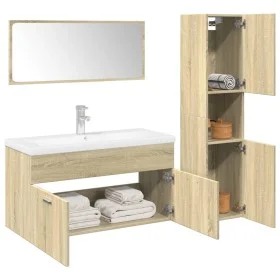 3-teiliges Badezimmermöbelset aus Eichenholz-Sonoma-Sperrholz. von , Badezimmermöbel - Ref: Foro24-3324994, Preis: 116,77 €, ...