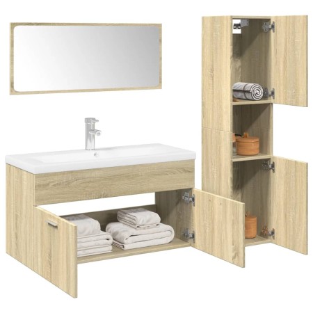 3-teiliges Badezimmermöbelset aus Eichenholz-Sonoma-Sperrholz. von , Badezimmermöbel - Ref: Foro24-3324994, Preis: 119,61 €, ...