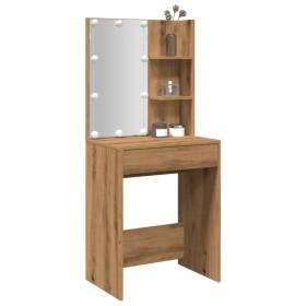 Tocador con luces LED roble artisan 60x40x140 cm de , Mesas - Ref: Foro24-857000, Precio: 117,87 €, Descuento: %