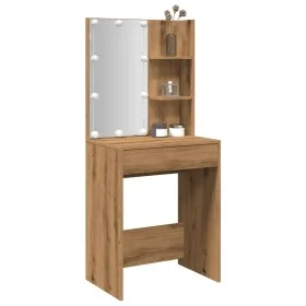 Tocador con luces LED roble artisan 60x40x140 cm de , Mesas - Ref: Foro24-857000, Precio: 117,87 €, Descuento: %