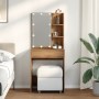 Tocador con luces LED roble artisan 60x40x140 cm de , Mesas - Ref: Foro24-857000, Precio: 119,20 €, Descuento: %