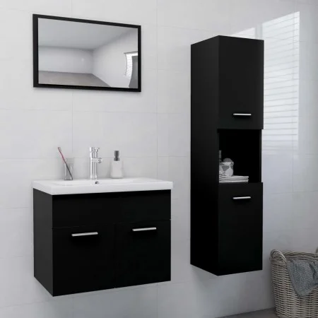 Badezimmerschrank-Set aus schwarzer Holzwerkstoffplatte von , Badezimmermöbel - Ref: Foro24-3070956, Preis: 120,92 €, Rabatt: %