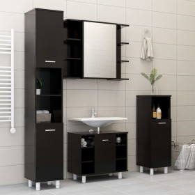4-teiliges Badezimmermöbel-Set aus Holzwerkstoff schwarz von vidaXL, Badezimmermöbel - Ref: Foro24-3056899, Preis: 243,91 €, ...