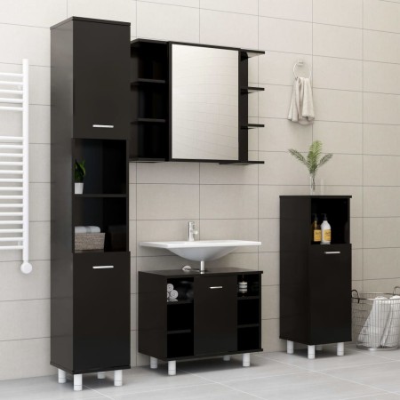 4-teiliges Badezimmermöbel-Set aus Holzwerkstoff schwarz von vidaXL, Badezimmermöbel - Ref: Foro24-3056899, Preis: 243,91 €, ...