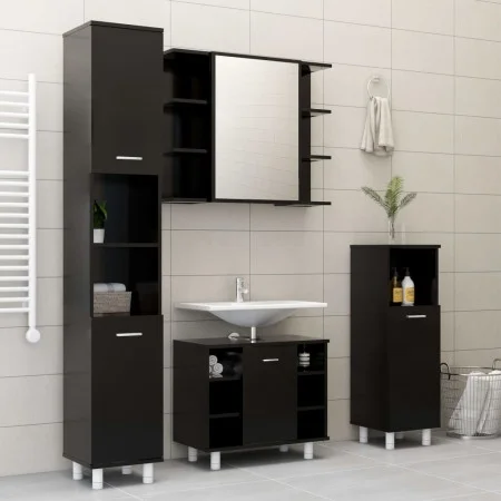 Juego de muebles de baño 4 pzas madera ingeniería negro de vidaXL, Muebles de baño - Ref: Foro24-3056899, Precio: 242,81 €, D...