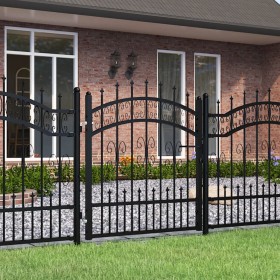 Black coated steel spear point fence gate 103x150cm by , garden gates - Ref: Foro24-151090, Price: 194,88 €, Discount: %
