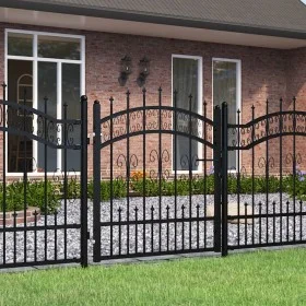 Black coated steel spear point fence gate 103x150cm by , garden gates - Ref: Foro24-151090, Price: 161,62 €, Discount: %