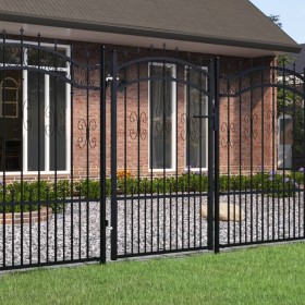 Black coated steel spear point fence gate 103x200cm by , garden gates - Ref: Foro24-151092, Price: 180,30 €, Discount: %